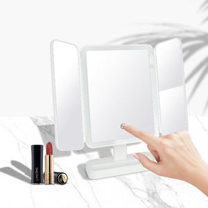 ゾニン充電式プラスチックLEDライトコンパクト3つ折りデスクトップ化粧鏡3倍拡大ポータブルトラベルメイクアップミラー - Product Image 3