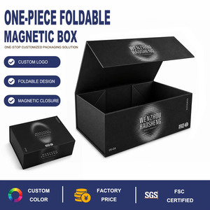 <span class=keywords><strong>Caja</strong></span> Magnética Plegable Negra Personalizada de Una Pieza, <span class=keywords><strong>Caja</strong></span> de Papel Rígido Plegable de Bajo MOQ para Envío y Embalaje de Regalos - Product Image 1