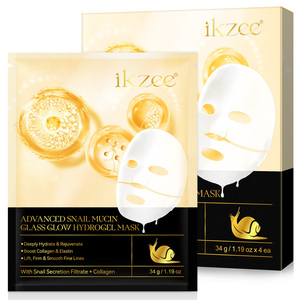 Ikzee Lot de 4 masques luminescents en verre pour le mucus <span class=keywords><strong>d</strong></span>'<span class=keywords><strong>escargot</strong></span> de qualité supérieure Masque hydrogel hydratant de nuit pour tous les types de peau - Product Image 1