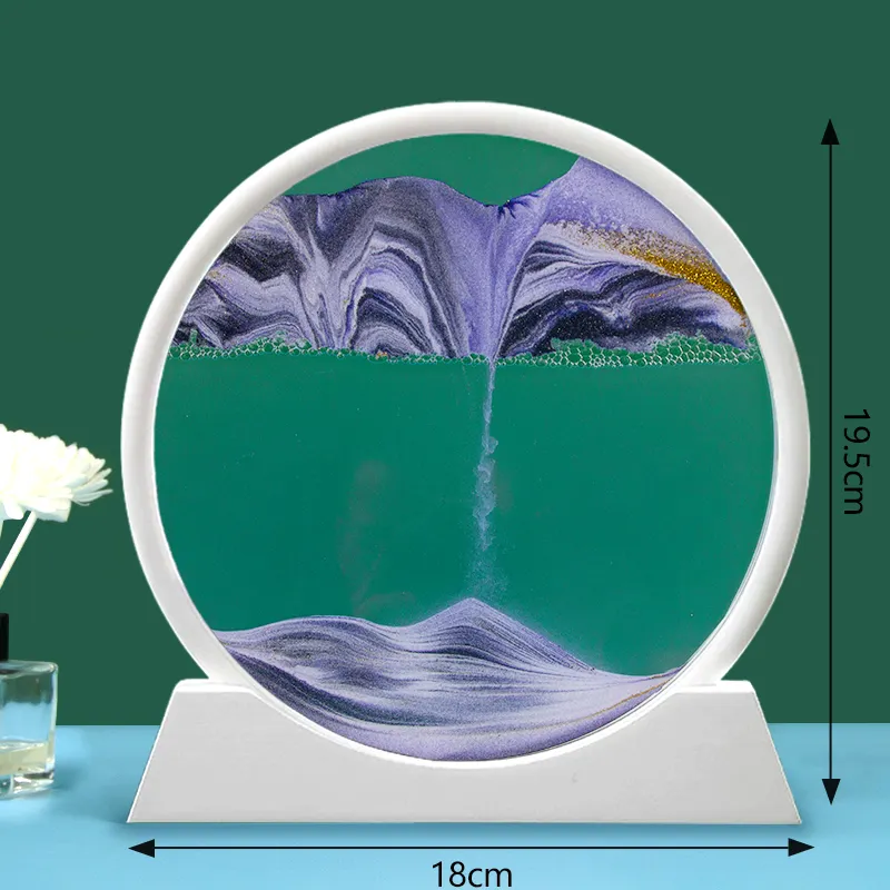 XINBAOHONG-Arena móvil con movimiento líquido, imagen artística de cristal redondo 3D, reloj de arena de mar profundo, 7 pulgadas, 12 pulgadas, para decoración del hogar