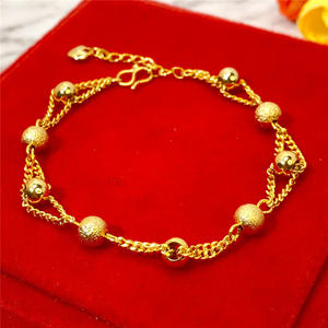 Bracelet en chaîne de perles en forme de cœur en alliage de cuivre plaqué or avec pierre naturelle, cadeau de bijoux de luxe léger en or sablé pour femme, idéal pour un anniversaire - Product Image 6