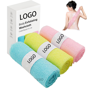 Serviette de bain exfoliante longue en nylon moderne avec logo personnalisé, style japonais et coréen, pour le corps et le dos, éponge filet africaine pour la douche - Product Image 1