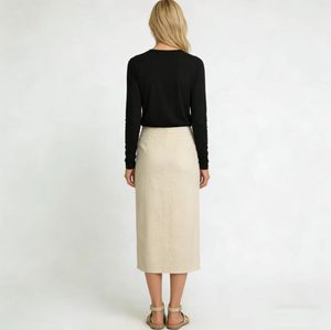 Falda Casual para Mujer ALBBIA022, Larga hasta la Rodilla, con Cierre, Confeccionada con Tela 100% Lino Natural, Diseño Clásico Cruzado - Product Image 2
