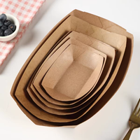 Plateau rectangulaire en papier kraft enduit biodégradable et écologique, jetable, pour mariages et fêtes, Mercura MPBK1000