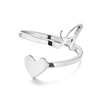 Bagues Rinhoo Cœur Lettre en Acier Inoxydable pour Femmes Filles, Bijoux de Mode Or, Bague Initiale Ouverte, Anniversaire Mariage Fête