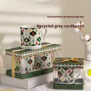 แก้วคริสต์มาสขายส่ง แก้วกาแฟเซรามิกมีหูจับ สำหรับตกแต่งโต๊ะบ้าน สำนักงาน ของขวัญขึ้นบ้านใหม่ งานเลี้ยง - Product Image 4