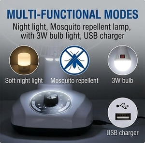 Ventilateur de table solaire de 12 pouces, ventilateur de bureau rechargeable avec lampe à ampoule de 3W, batterie de 5200mAh, port de charge USB pour la maison, le camping, l'extérieur UP-SF - Product Image 4