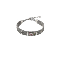 Bracelet bohème fait main en fil métallique tressé avec perles de tourmaline naturelle et perles en acier inoxydable pour femme, bijoux raffinés