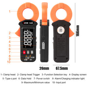 VICTOR 140B AC Fuga Corrente Braçadeira Medidor AC100A DC/AC600V Recarregável 27mm Braçadeira Tamanho Braçadeira Multímetro - Product Image 4