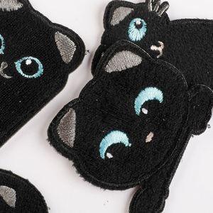 Cute Self Sticker Embroidery Black <b>Cat</b> Patches for Bag <b>Clothes</b> Hat Decoration - Product Image 3