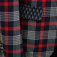 Blazer da Uomo Rosso Tartan Stile Britannico, Giacca Sportiva con Dettagli Tasche a Contrasto, Vestibilità Slim, Abbigliamento Sociale di Lusso