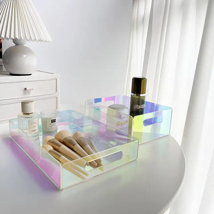 Scandinavian Dazzling Desktop Storage Box Tea Set Tray Acrylic Living Room Cosmetics Storage Basket Netflix Mask Organization