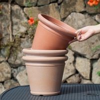 Pot de fleurs élégant et contemporain en plastique imitation argile, finition mate élégante, trou de drainage, léger