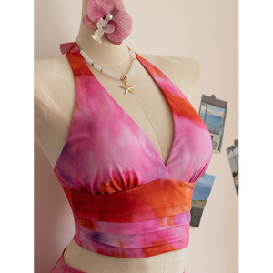 Conjunto de Bikini de Tres Piezas al por Mayor, Falda <span class=keywords><strong>Diagonal</strong></span> Irregular, Traje de Baño Sexy y Moderno con Cuello Halter - Product Image 5