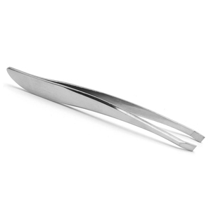 Pince à épiler biseautée pour sourcils de qualité supérieure, faite à la main, en acier inoxydable, couleur personnalisée, poignée confortable - Product Image 4