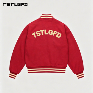Blouson universitaire réversible personnalisé avec broderie chenille et lettres universitaires, style streetwear, double face, vente en gros - Product Image 3