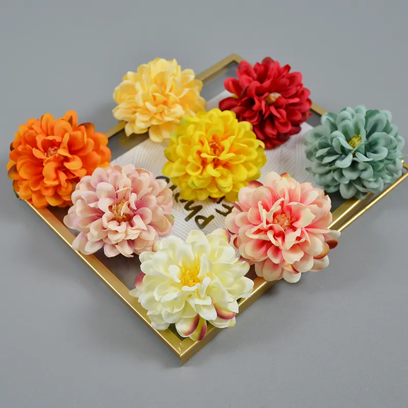 Artificial Dahlia Flower Heads Silk Chrysanthemum For Home Decor Wedding Party Backdrop Wall Decoration