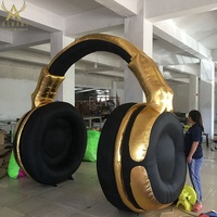 Paire d'écouteurs gonflables, rouge et noir, modèle de casque avec lumières Led, pour Festival musical DJ S, vente en gros