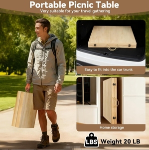 <span class=keywords><strong>Mesa</strong></span> Plegable de <span class=keywords><strong>Madera</strong></span> Sólida Estilo Europeo Americano Moderno STG, Muebles Plegables Portátiles para Exteriores, Playa y <span class=keywords><strong>Picnic</strong></span> con Mantel - Product Image 4