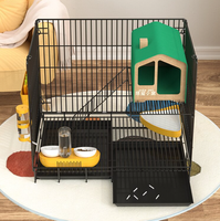 Grande cage de luxe d'intérieur pour lapins et cochons d'Inde, avec nettoyage automatique des excréments, style pastoral, pour hamsters et oiseaux, emballée en boîte