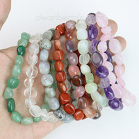 Bracelet en pierres naturelles roulées, perles élastiques durables en grosses pépites de pierres précieuses pour femmes, cadeau de guérison