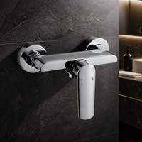 Mitigeur de douche et bain contemporain en laiton à jet de pluie unique avec barre coulissante, cartouche céramique, finition chromée pour appartement et hôtel