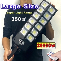 Lampadaire solaire Yelbes 20000 Watts 504 LED IP67 étanche en acier inoxydable 6000K lumière du jour avec télécommande et détection de mouvement PIR