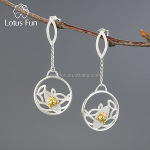 Lotus Fun hecho a mano Vintage Ladybird Beetle 925 plata esterlina 18K chapado en oro siete manchas mariquita pendiente mujeres joyería fina - Product Image 1