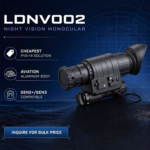 LinduNV Gen 2+ White Phosphor PVS 14 Night Vision Monocular PVS14 Gen2 Analog Night Vision PVS-14 for Wholesale