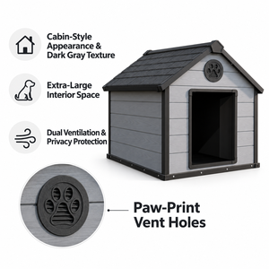 Niches pour chiens de style cabane pliables modernes, abri extérieur en PP pour animaux de compagnie, chenil ventilé résistant aux intempéries pour grands chiens et chats, mobilier pour animaux de compagnie - Product Image 5