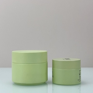 Emballage cosmétique 5g 15g 30g 50g 100g Pot en verre givré vert avec couvercle en plastique - Product Image 1