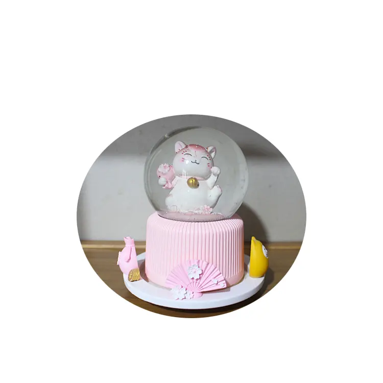 Japan Children toys Child Birthday Gift Customizable Cartoon Lovely Cat Resin Snow Globe