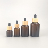 Botol Kaca Amber Miring 30 ml 60 ml 100 ml 120 ml Botol Kosmetik Kaca dan Stoples Krim Wajah Kaca dengan Tutup Bambu