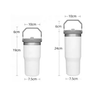 Gobelet isotherme noir à double paroi sous vide de 20 oz, avec couvercle à vis personnalisé, sans BPA, écologique et innovant, avec revêtement en poudre - Product Image 2