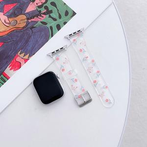 Correa de pulsera inteligente de TPU resistente al agua transparente para <span class=keywords><strong>Apple</strong></span> <span class=keywords><strong>Watch</strong></span> Ultra 1-8 correa de reloj de silicona impresa colorida - Product Image 5