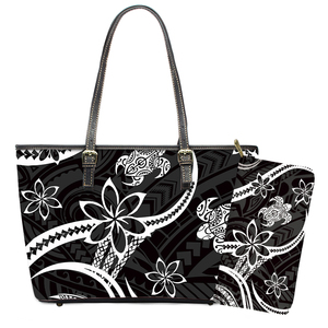 Bolso grande de cuero para mujer, bolsos estampados <span class=keywords><strong>con</strong></span> diseño Chuuk de flores polinesias de lujo <span class=keywords><strong>con</strong></span> cartera a juego, monedero de moda para mujer - Product Image 4