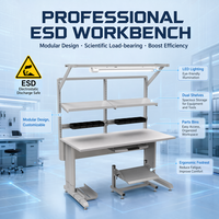 Table ESD réglable en hauteur KEXING, électrique/manuelle, antistatique, avec éclairage LED et tiroir pour laboratoire SMT