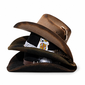 Chapeau de cowboy en feutre 100 % laine, brûlé à <span class=keywords><strong>la</strong></span> main, effet vieilli, de qualité supérieure, pour femme, avec bande de foulard personnalisée, chapeau Fedora Western cousu main - Product Image 1