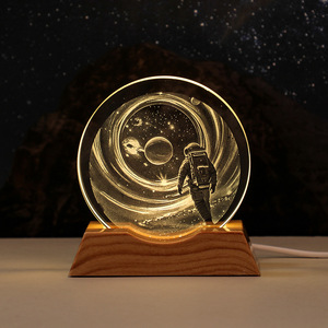 Lámpara de Noche de Cristal con Base Iluminada, Diseño Moderno y Minimalista de Galaxia Cósmica, Decoración Creativa para Dormitorio o Escritorio - Product Image 2