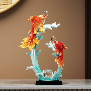 Adorno de Pez Koi Auspicioso, Escultura de Resina, Decoración de Lujo para Sala de Estar, Entrada, Regalo de Inauguración de Casa - Product Image 4
