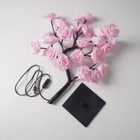 Lámpara de Mesa con 24 Luces LED en Forma de Árbol de Rosas, con Conexión USB, Luz Nocturna de Flores de Hadas para Decoración del Hogar, Fiestas, Navidad, Bodas, Dormitorios, Regalo