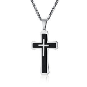 <b>Cross</b> Necklace For Men Stainless Steel Gold Black Pendant Fashion Jewelry - Product Image 5