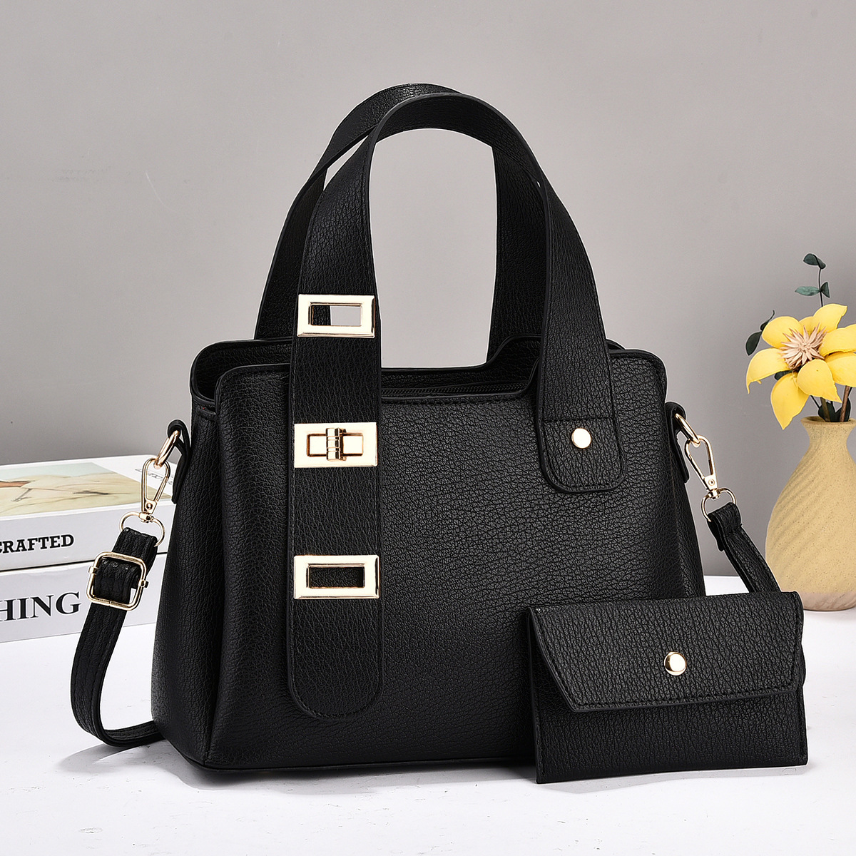 Sac à Main Femme Grande Capacité - Noir - Polyuréthane - Neuf Avec étiquettes