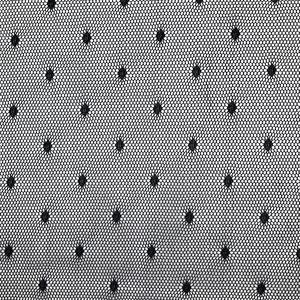 Tissu en tulle jacquard noir à pois 100 % polyester, maille texturée à pois pour tutus, voiles, décorations de fête et projets DIY - Product Image 1