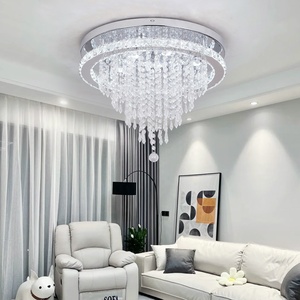 Led Flush Mount 46W Crystal Hanging <strong>Cluster</strong> Dimmable <strong>Ceiling</strong> Lights <strong>Lamps</strong> - Product Image 1