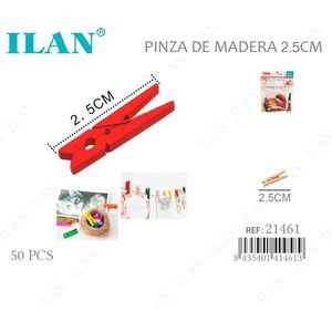 ILAN Mollette in legno da 2,5 cm, 50 pezzi, per asciugare indumenti - Product Image 1