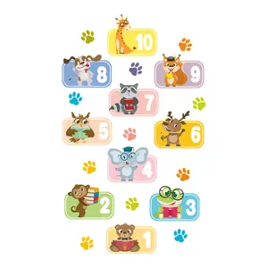 2024 heißer Cartoon Tier Digital Hopscotch Kindergarten Schule 3d Zahlen Wand und Spiel Boden-Dekoration Aufkleber