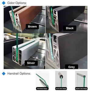 Diseños de Canal en <span class=keywords><strong>U</strong></span> de Aluminio para Balcón de Vidrio, Escalera, Piscina, Valla de Vidrio, Barandilla de Vidrio, Pasamanos - Product Image 6