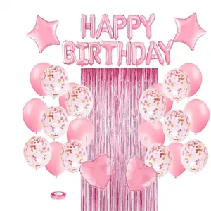 Happy Birthday Balloons Set Birthday Balloon Banner Confetti Balloon Foil Curtain Kids Adults Birthday Party Decoration