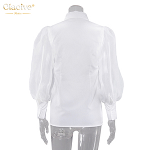 Clacive 2020 nueva llegada Ropa de Mujer Ropa de <span class=keywords><strong>Organza</strong></span> de malla de <span class=keywords><strong>manga</strong></span> larga bocanada camisas casuales para mujeres blusas - Product Image 5